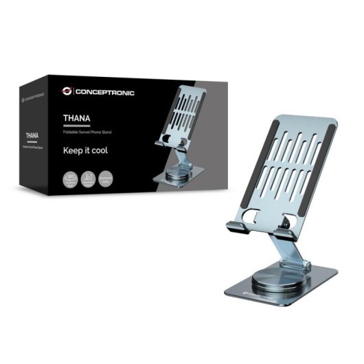 Suporte Móvel Conceptronic THANA08G Dobrável Rotação 360° Altura Ajustável Prateado