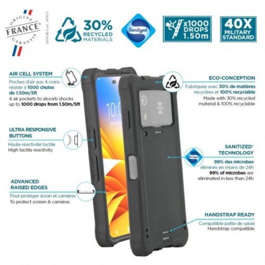 Funda para móvil Mobilis Protech Cover Negra Antigolpes para Zebra EM45 6,7"