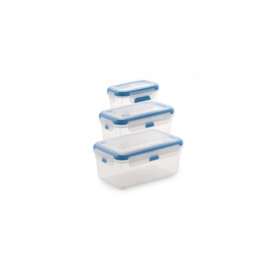 Set Dichter Rechteckiger Behälter SP Berner Super Lock 3 Teile Blau Durchsichtig