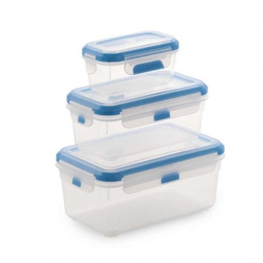 Set Dichter Rechteckiger Behälter SP Berner Super Lock 3 Teile Blau Durchsichtig