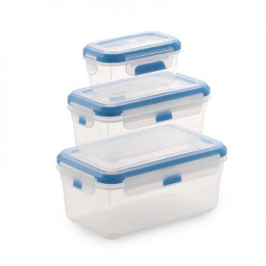 Set Dichter Rechteckiger Behälter SP Berner Super Lock 3 Teile Blau Durchsichtig