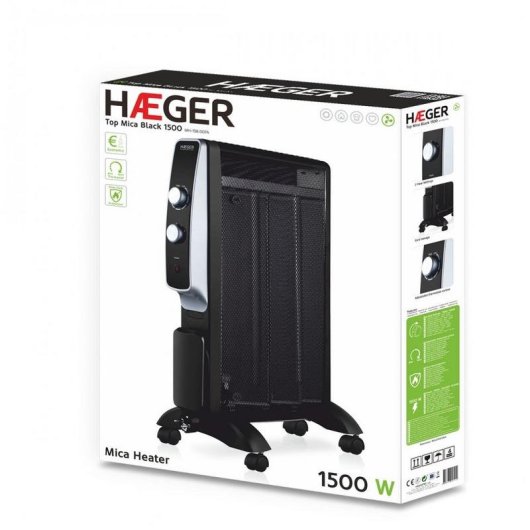 Calefactor de Piso Haeger MH-15B.007A 1500 W Mica Negro Acero