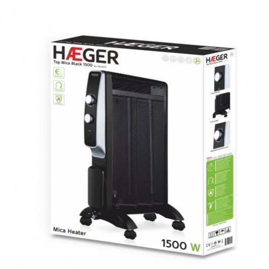 Calefactor de Piso Haeger MH-15B.007A 1500 W Mica Negro Acero