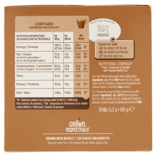 Cápsula de café Nescafé Dolce Gusto Cortado Espresso Macchiato, 30 tazas