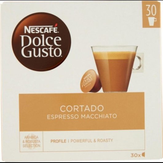 Cápsula de café Nescafé Dolce Gusto Cortado Espresso Macchiato, 30 tazas