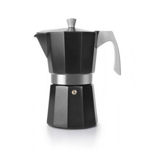 Italienische Espressokanne Ibili Evva Black Aluminium 12 Tassen Induktion
