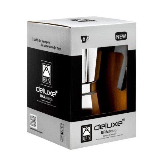 Italienischer Espressokocher BRA Cafetière de Luxe 2 1 Tasse Schwarz Aluminium