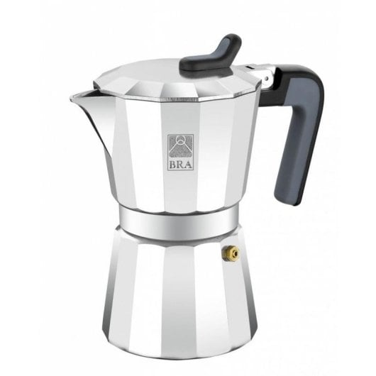 Italienischer Espressokocher BRA Cafetière de Luxe 2 1 Tasse Schwarz Aluminium
