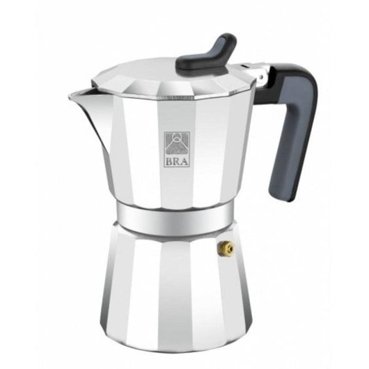 Italienischer Espressokocher BRA Cafetière de Luxe 2 1 Tasse Schwarz Aluminium