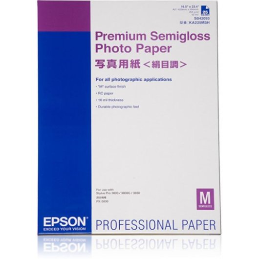 Papel Fotográfico Epson Premium Semigloss A2 250 g/m² 25 folhas