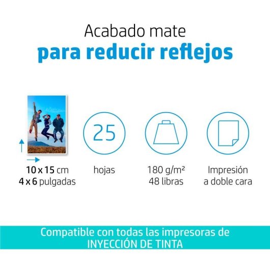 Carta Fotografica HP Opaca 10x15 cm 25 Fogli 180 g/m²
