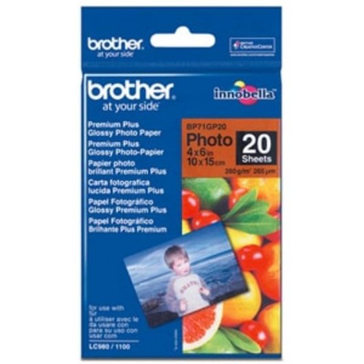 Papel Fotográfico Brother BP-71GP20 Brillante 10x15 cm 20 Hojas