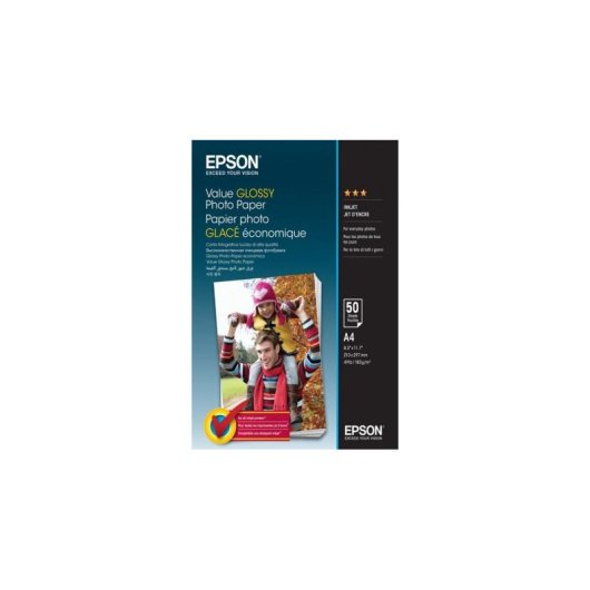 Papel Fotográfico Epson Value Glossy A4 50 Hojas Brillo 183 g/m²