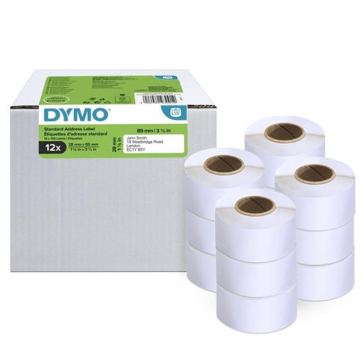 Etiquetas DYMO LabelWriter 28 x 89 mm 12 rollos 1560 etiquetas autoadhesivas