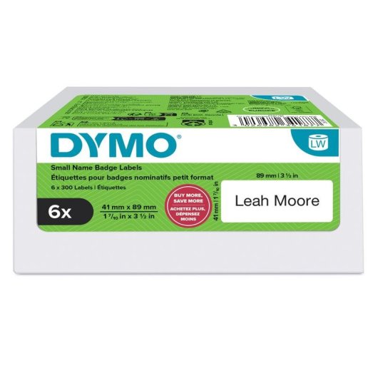 Etiquetas DYMO LabelWriter 41 x 89 mm 6 rolos 1.800 etiquetas autoadesivas