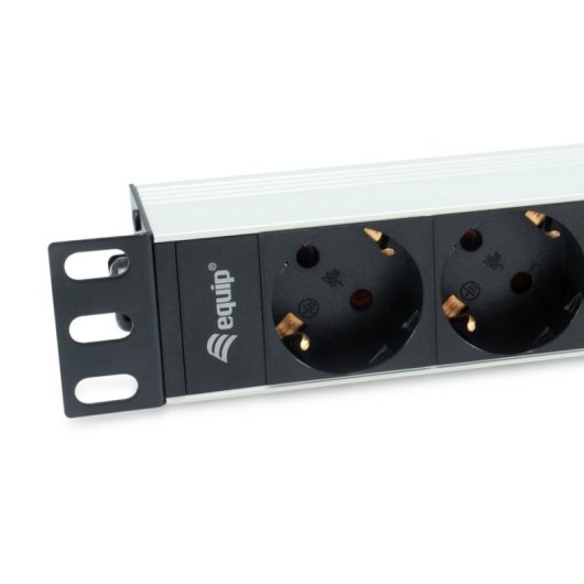 Régua de tomadas Equip 333311 4 Tomadas Basic Alumínio Preto Prata 1U Horizontal