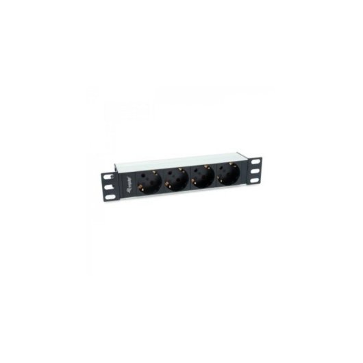 Régua de tomadas Equip 333311 4 Tomadas Basic Alumínio Preto Prata 1U Horizontal
