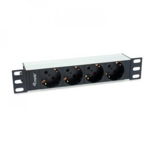 Régua de tomadas Equip 333311 4 Tomadas Basic Alumínio Preto Prata 1U Horizontal