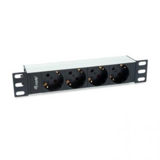 Régua de tomadas Equip 333311 4 Tomadas Basic Alumínio Preto Prata 1U Horizontal