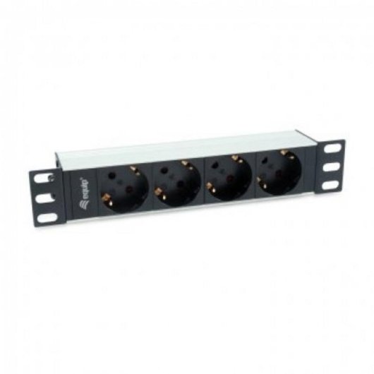 Régua de tomadas Equip 333311 4 Tomadas Basic Alumínio Preto Prata 1U Horizontal