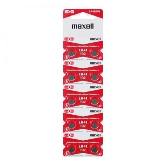 Pilas Alcalinas de Botón LR41 1.5V Maxell Pack de 10 Unidades