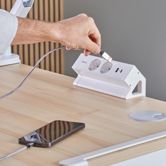 Multipresa Fellowes 100137183 2 prese USB-A USB-C cavo 2 m bianco