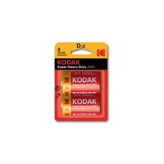 Pilas D Kodak Extra Heavy Duty Zinc Cloruro de Zinc 1.5V 6000 mAh Pack 2 Unidades