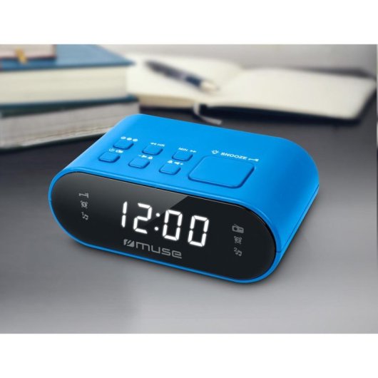 Reloj Despertador Digital MUSE M-10 BL Ovalado Azul con Radio FM