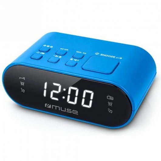Reloj Despertador Digital MUSE M-10 BL Ovalado Azul con Radio FM