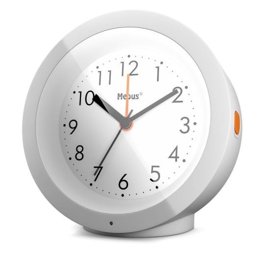 Sveglia Analogica Mebus 25629 Bianca 12h con Sveglia e Funzione Snooze