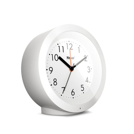 Sveglia Analogica Mebus 25629 Bianca 12h con Sveglia e Funzione Snooze