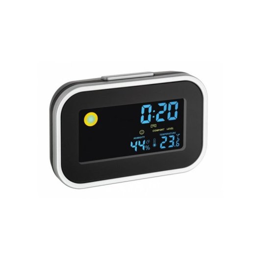 Despertador TFA Dostmann 60.2015 Negro/Plata con Termómetro y Retroiluminación