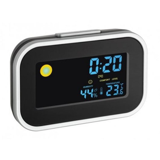 Despertador TFA Dostmann 60.2015 Negro/Plata con Termómetro y Retroiluminación