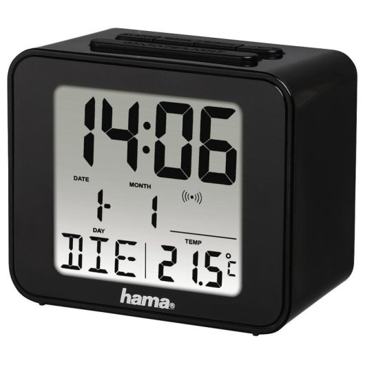 Reloj Despertador Digital Hama Cube Negro con Radiocontrol DCF