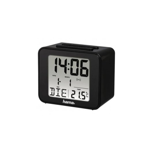Reloj Despertador Digital Hama Cube Negro con Radiocontrol DCF