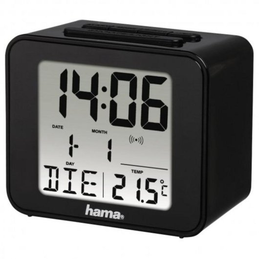 Reloj Despertador Digital Hama Cube Negro con Radiocontrol DCF