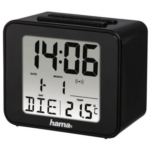 Reloj Despertador Digital Hama Cube Negro con Radiocontrol DCF