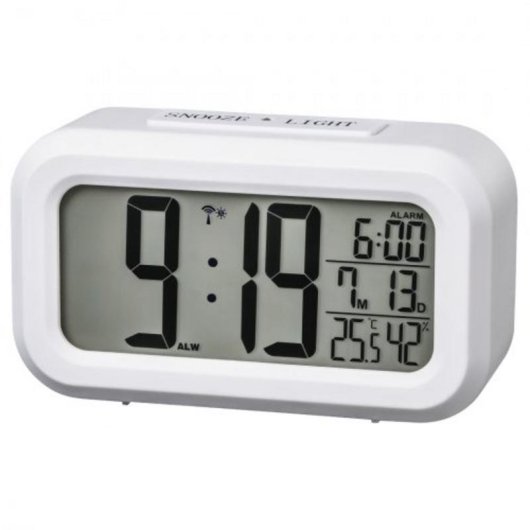 Relógio Despertador Digital Hama RC 660 LED Branco com Rádio Controlo