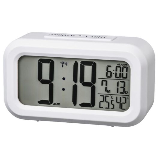Relógio Despertador Digital Hama RC 660 LED Branco com Rádio Controlo