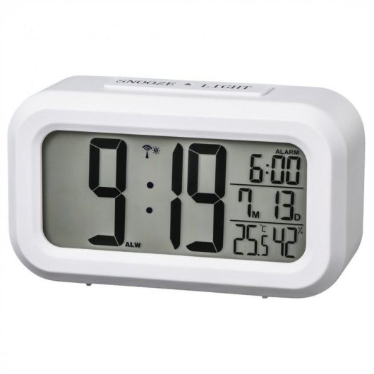 Relógio Despertador Digital Hama RC 660 LED Branco com Rádio Controlo
