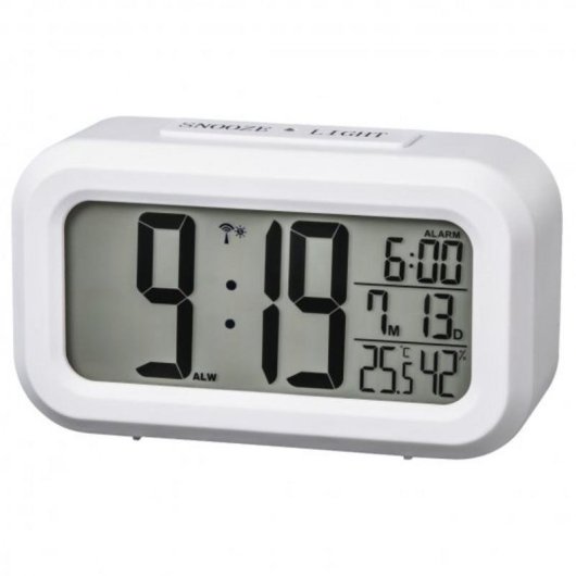 Relógio Despertador Digital Hama RC 660 LED Branco com Rádio Controlo