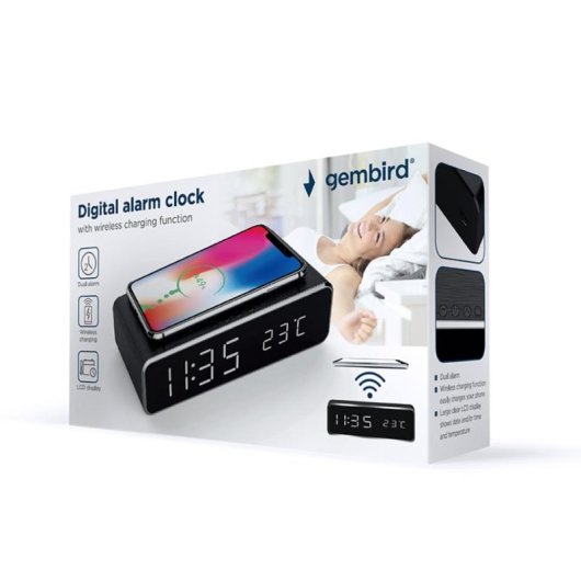 Wecker Digital Gembird DAC-WPC-01 mit Kabelloser Ladung