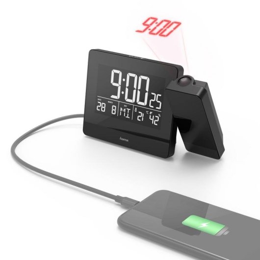Despertador Proyector Hama Plus Charge Negro