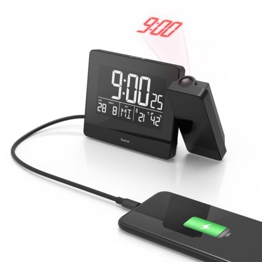 Despertador Proyector Hama Plus Charge Negro