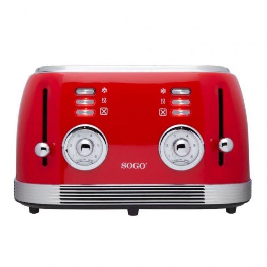 Tostadora Sogo SS-5465 4 Ranures Rouge Acier Inoxydable
