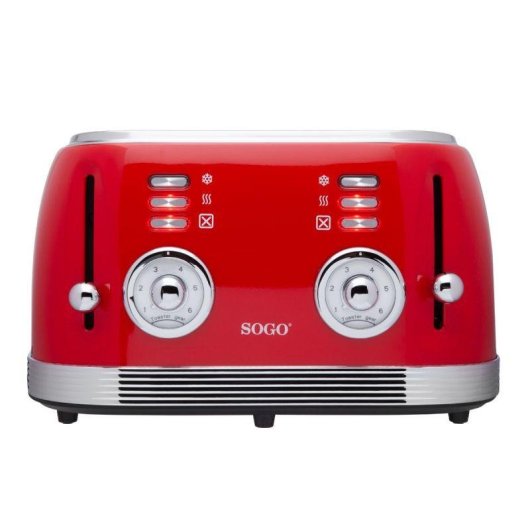 Tostadora Sogo SS-5465 4 Ranures Rouge Acier Inoxydable