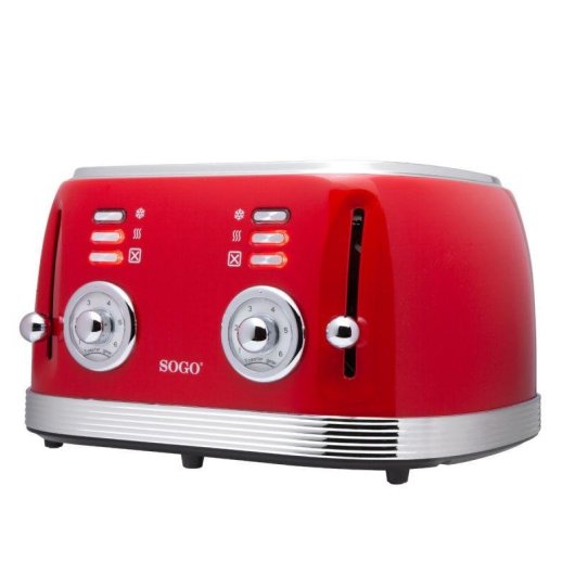 Tostadora Sogo SS-5465 4 Ranures Rouge Acier Inoxydable