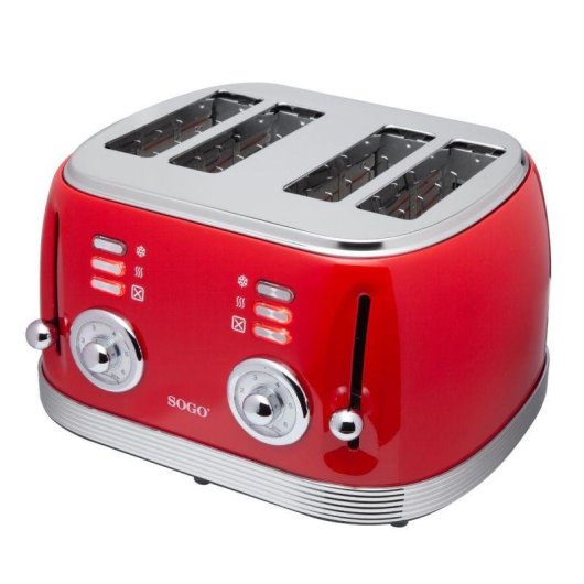 Tostadora Sogo SS-5465 4 Ranures Rouge Acier Inoxydable