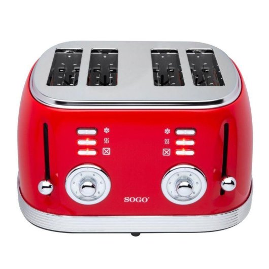 Tostadora Sogo SS-5465 4 Ranures Rouge Acier Inoxydable