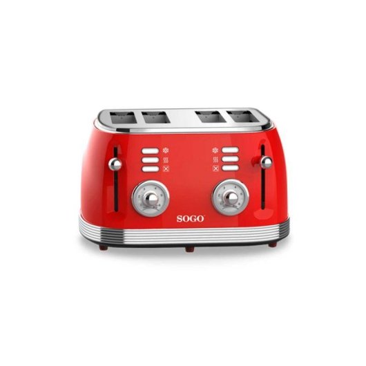 Tostadora Sogo SS-5465 4 Ranures Rouge Acier Inoxydable